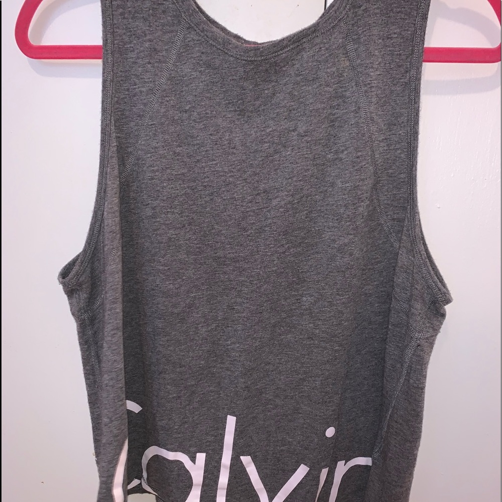 CALVIN KLEIN performance grey and pink tank top